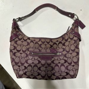 Coach, medium, hobo, signature jacquard, purple